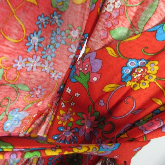 Mollie Parnis At Home Wrap Maxi Dress Day True Vintage Red Floral 70s Retro 612 - Picture 10 of 11